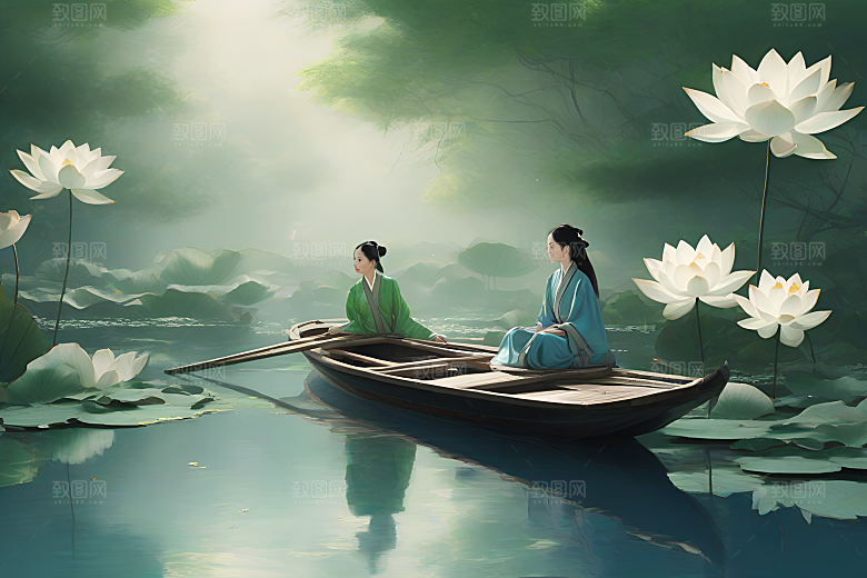波光粼粼的水墨世界