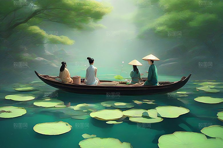 波光粼粼的水墨世界