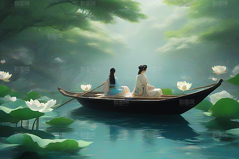 波光粼粼的水墨世界