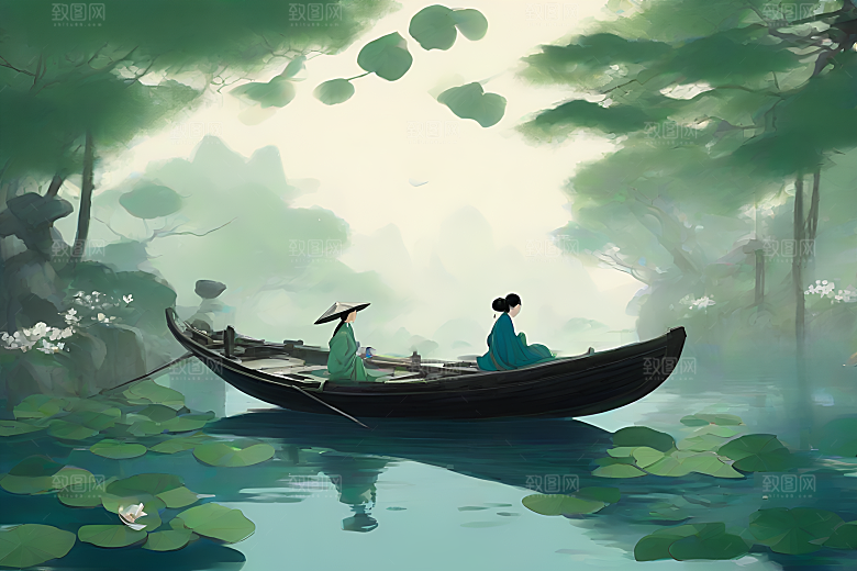 波光粼粼的水墨世界