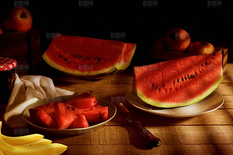 红色西瓜摄影素材