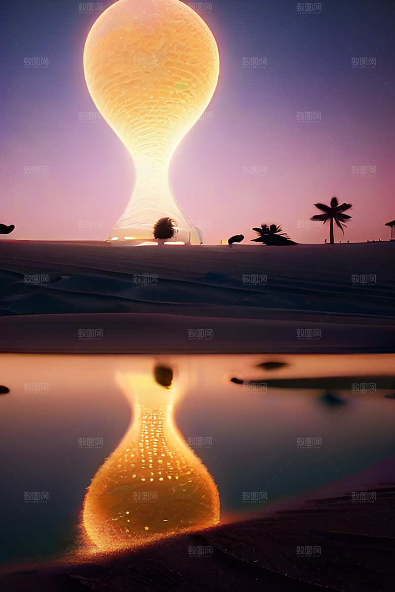 银色星空湖水下多彩云彩真实展现