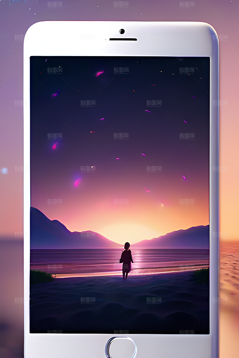 银色星空湖水下多彩云彩真实展现