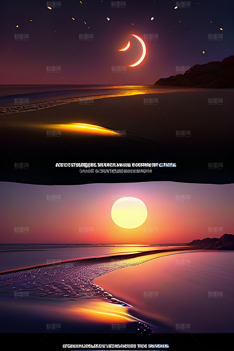 银色星空湖水下多彩云彩真实展现