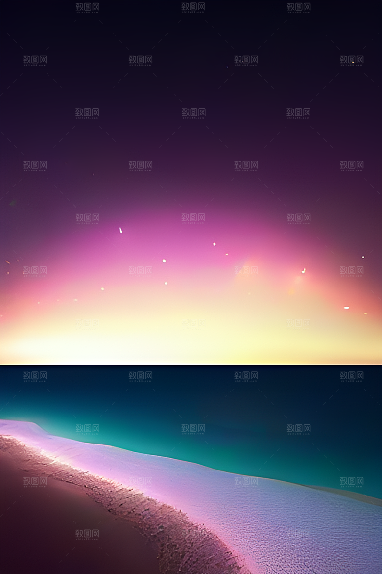 银色星空湖水下多彩云彩真实展现
