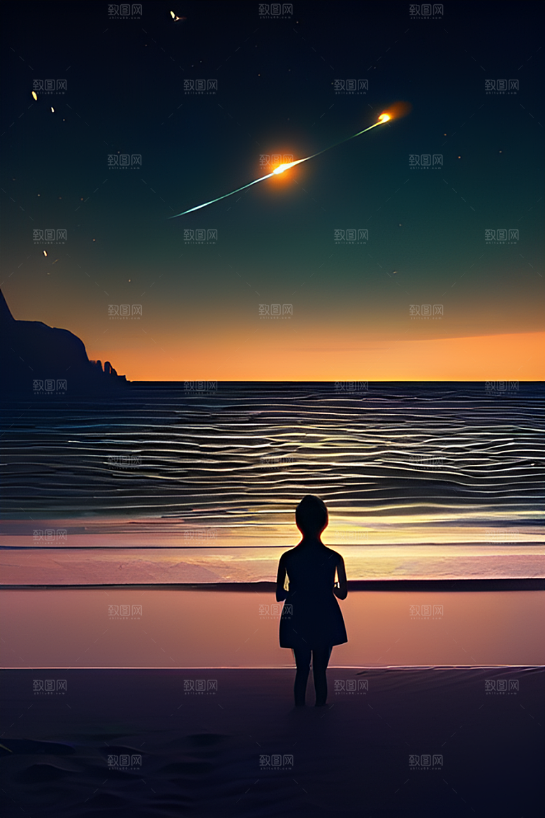 银色星空湖水下多彩云彩真实展现