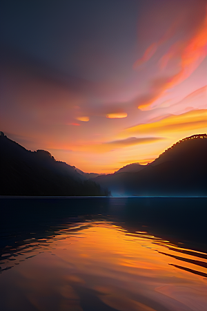 真实拍摄的超宽视角湖光山色盛景