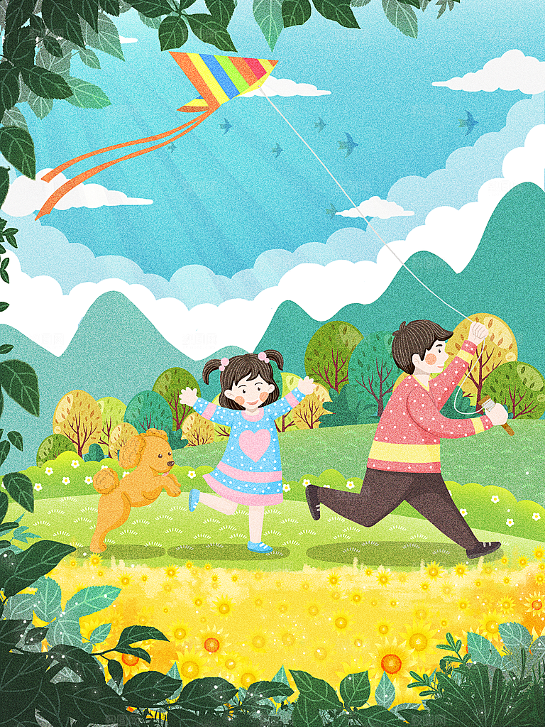 中国传统二十四节气春分节气插画