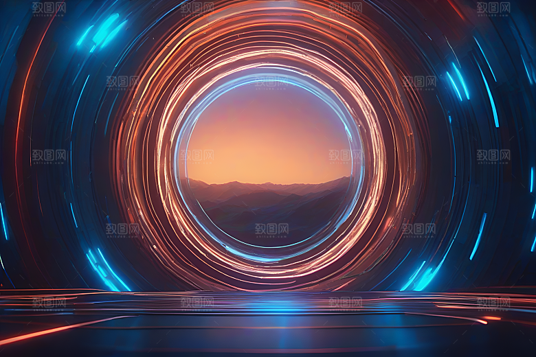 未来抽象蓝光线条背景图