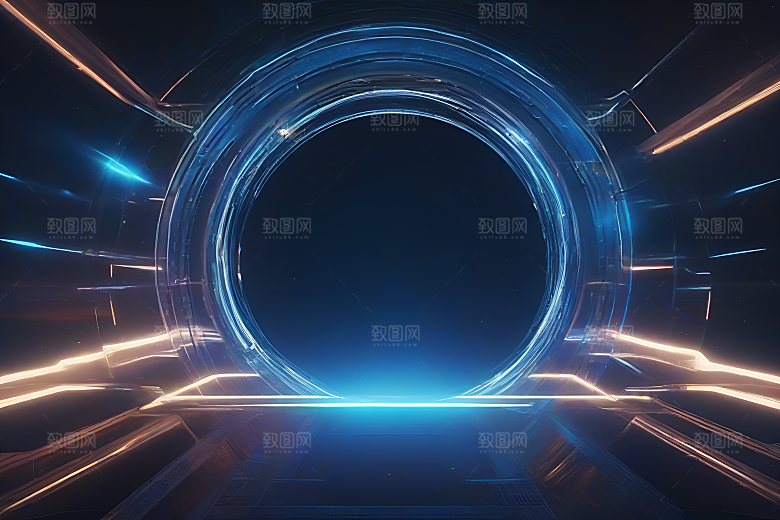 未来蓝光线条抽象设计图