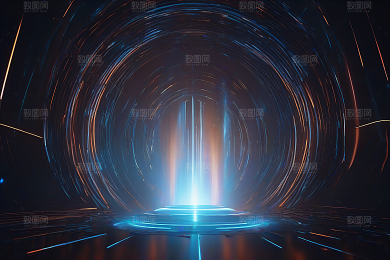 未来蓝光线条抽象设计