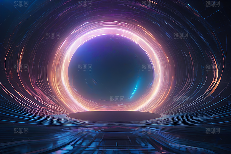 未来蓝光线条抽象设计