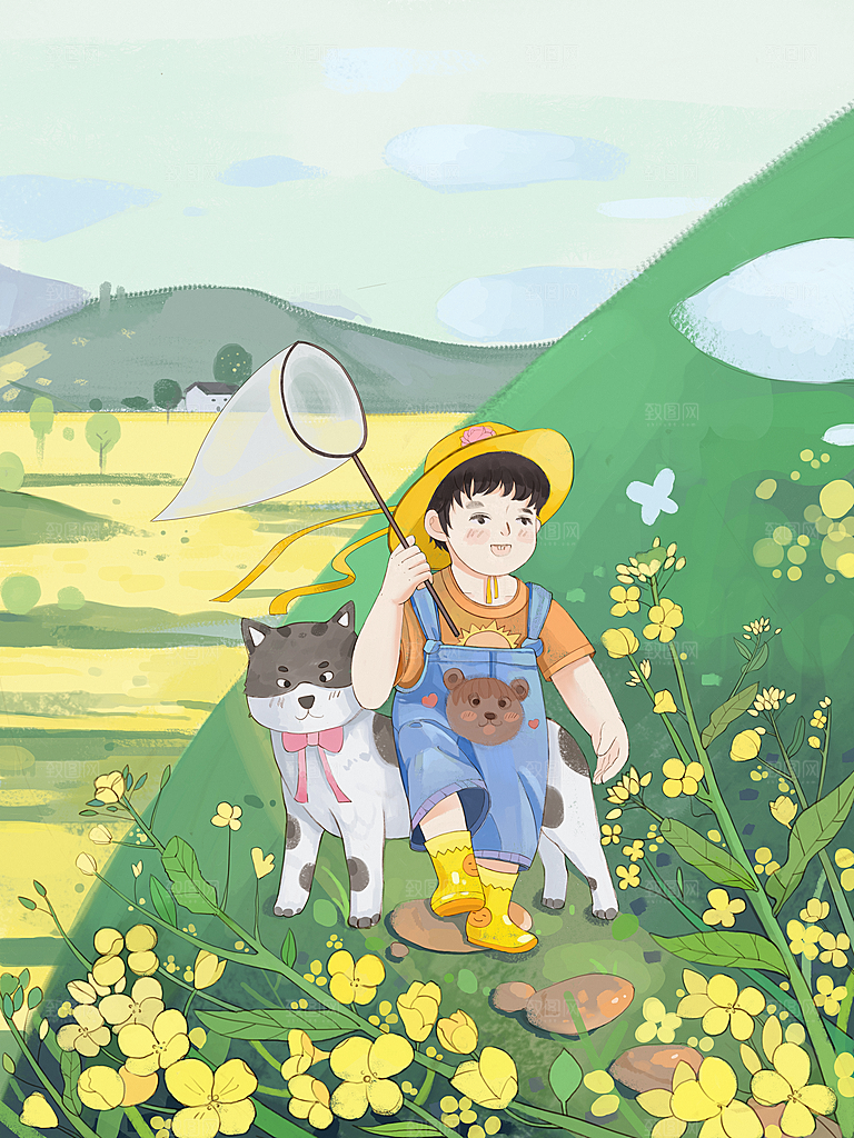 中国传统二十四节气春分节气插画