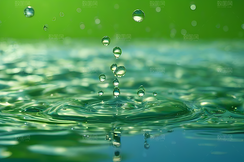 清新水滴照片蓝天绿水数字背景设计图