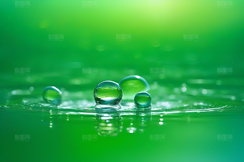 清新水滴照片蓝天绿水数字背景设计图