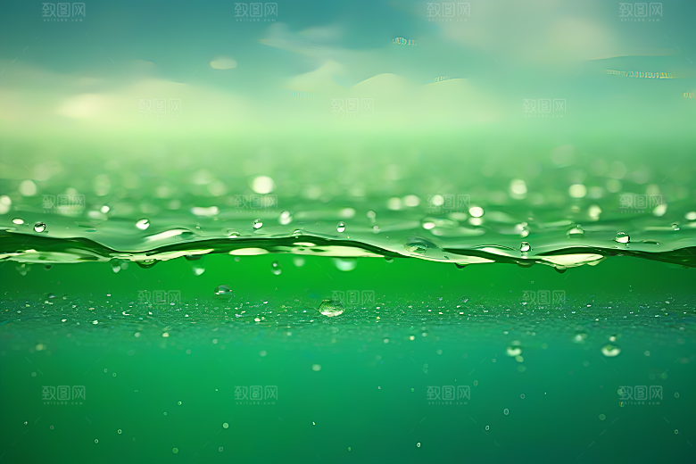 水滴水面照片与蓝天绿水数字背景图片