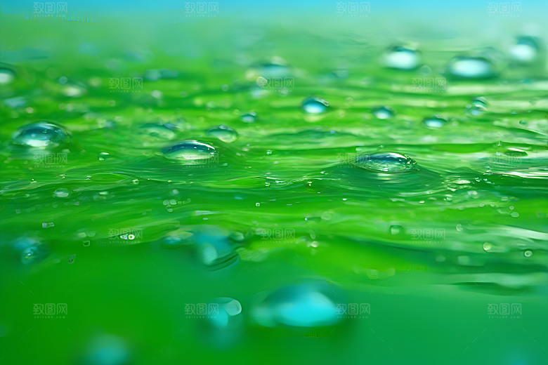 水滴水面照片与蓝天绿水数字背景图片