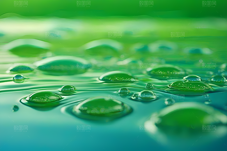 水滴水面照片与蓝天绿水数字背景图片