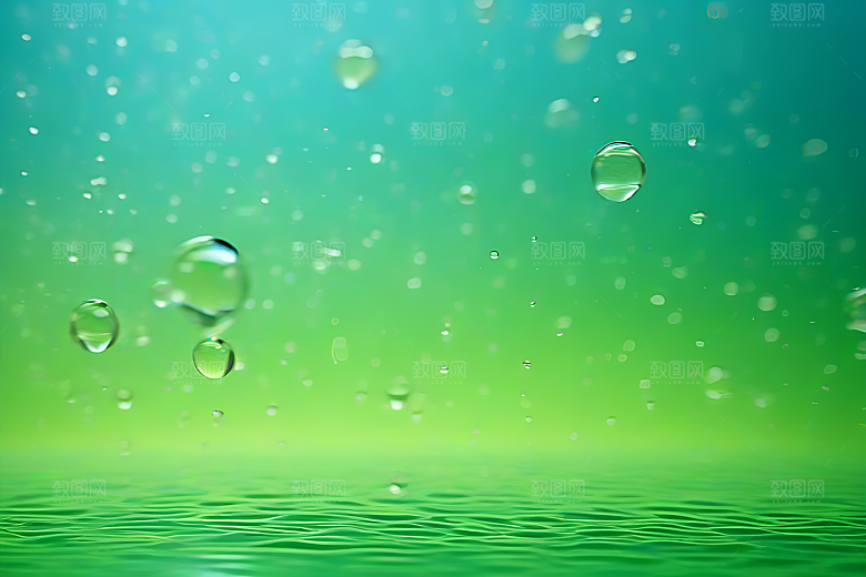 水滴水面照片与蓝天绿水数字背景图片