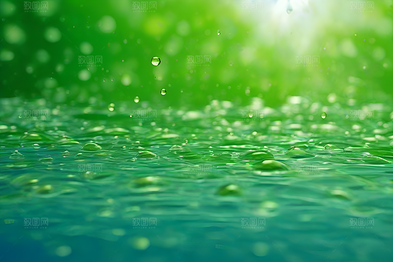 水滴水面照片蓝天绿水数字背景设计图片