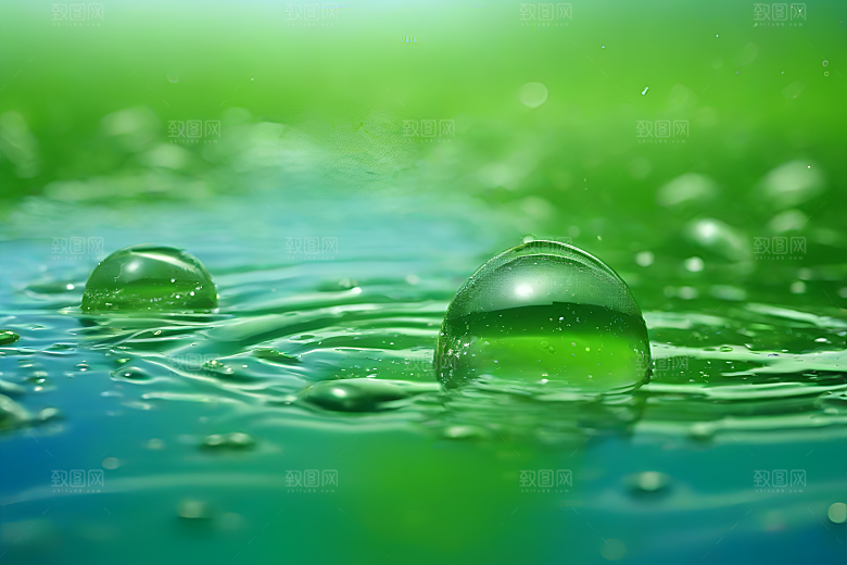 水滴水面照片蓝天绿水数字背景设计图片