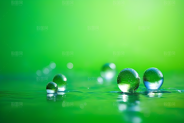水滴水面照片蓝天绿水数字背景设计图片