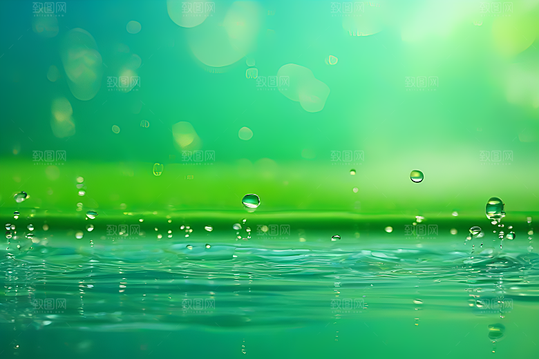 水滴水面照片蓝天绿水数字背景设计图片