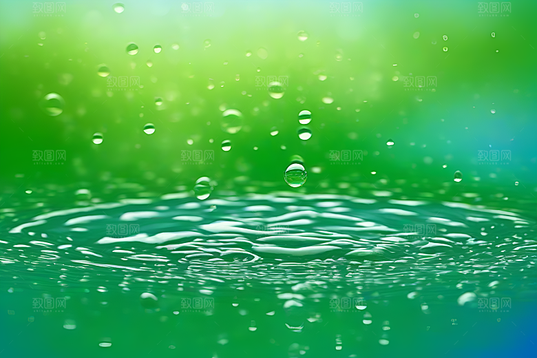 清新水滴照片蓝天绿水数字背景设计图片