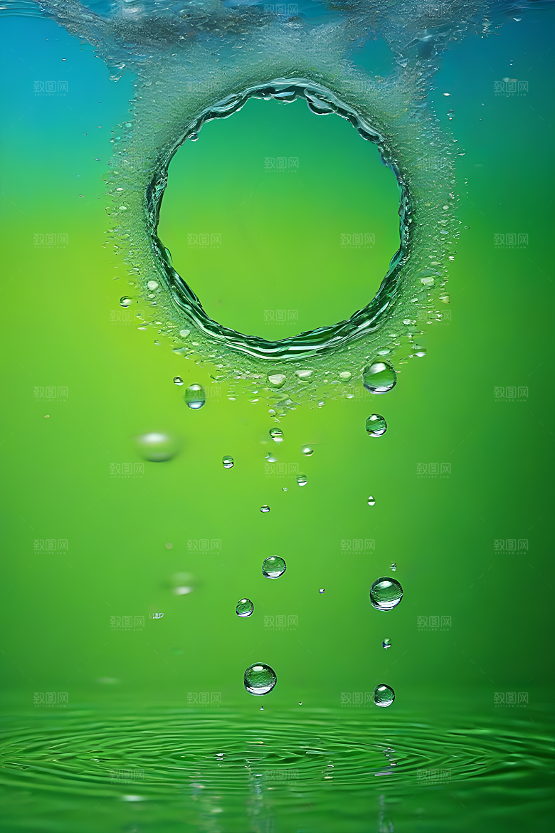 水滴照片绿水蓝天数字背景设计图片