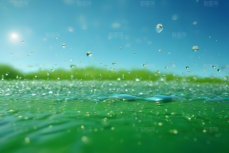 水滴照片绿水蓝天数字背景设计图片