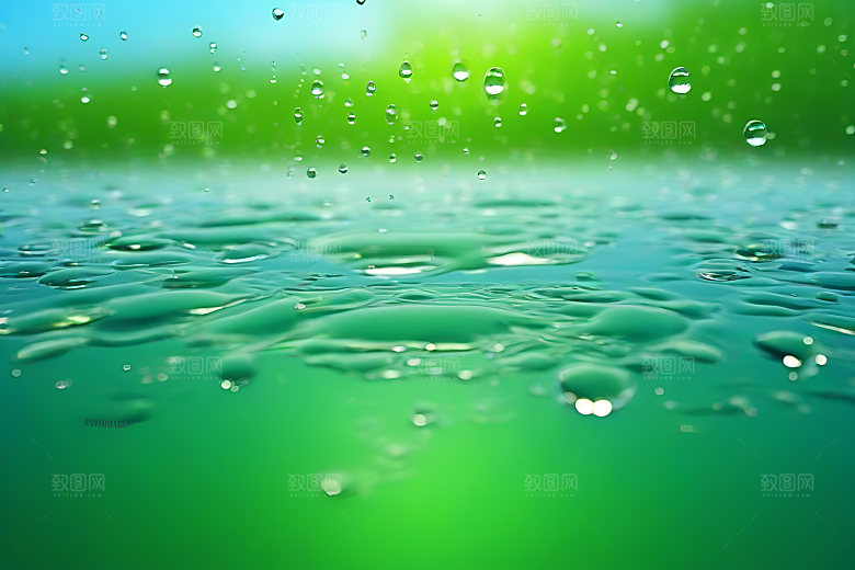 水滴照片绿水蓝天数字背景设计图片