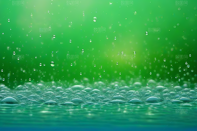 水滴水面照片与蓝天绿水数字背景图片