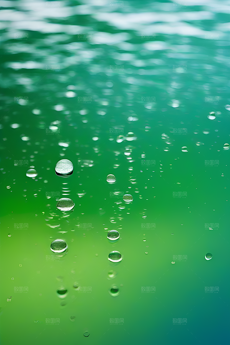 水滴水面照片与蓝天绿水数字背景图片