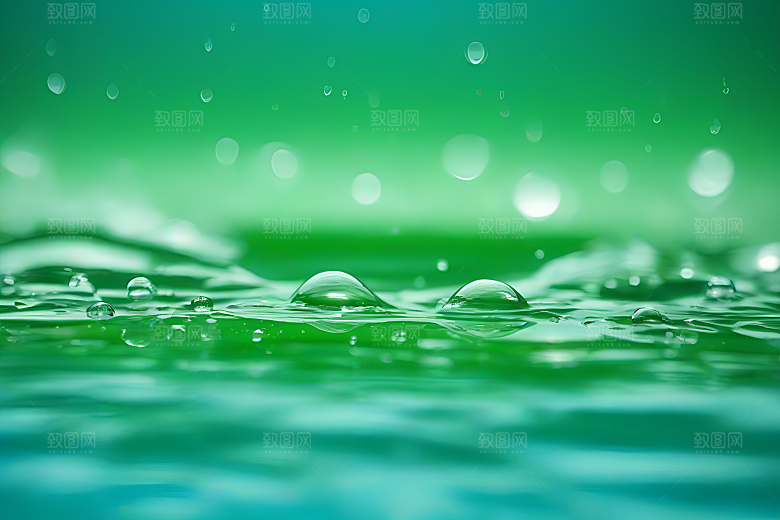 水滴水面照片与蓝天绿水数字背景图片