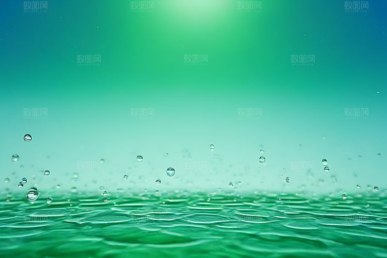 水滴水面照片与蓝天绿水数字背景图片