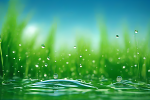 清新水滴照片配蓝天绿水数字背景图片