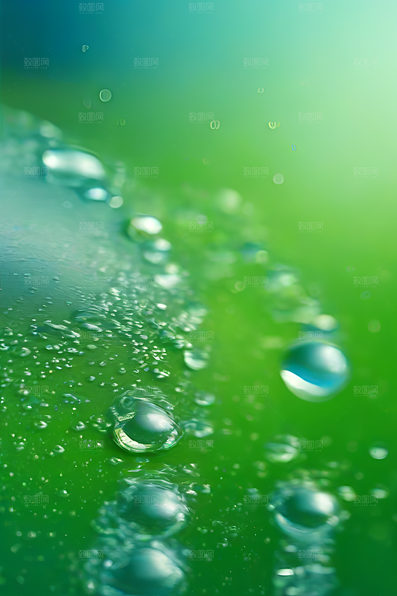 水滴照片与蓝天绿水数字背景图片