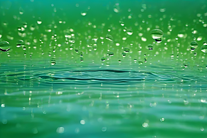 水滴照片与蓝天绿水数字背景图片