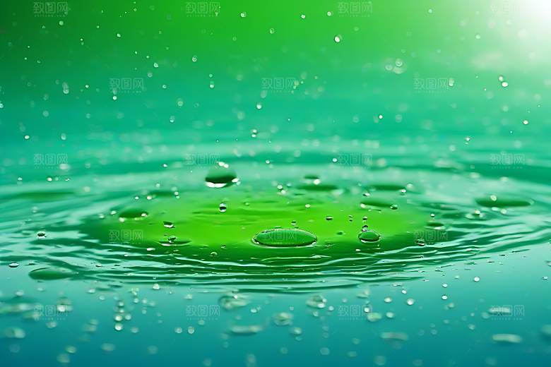 水滴水面照片蓝天绿水数字背景设计图