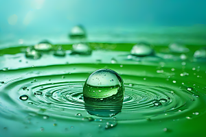 水滴水面照片蓝天绿水数字背景设计图