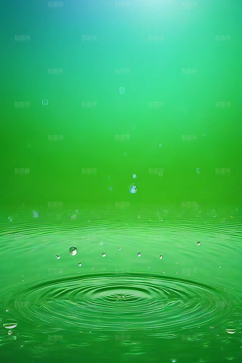 水滴水面照片蓝天绿水数字背景设计图