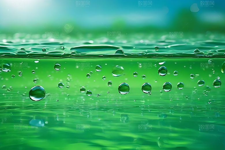 水滴水面照片蓝天绿水数字背景设计图
