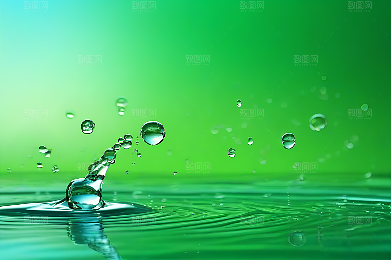 水滴水面照片蓝天绿水数字背景设计图