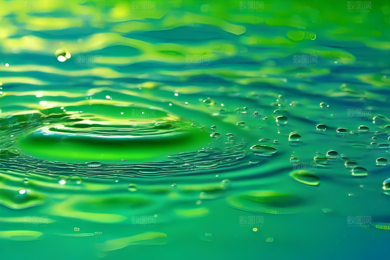 水滴水面照片蓝天绿水数字背景设计图