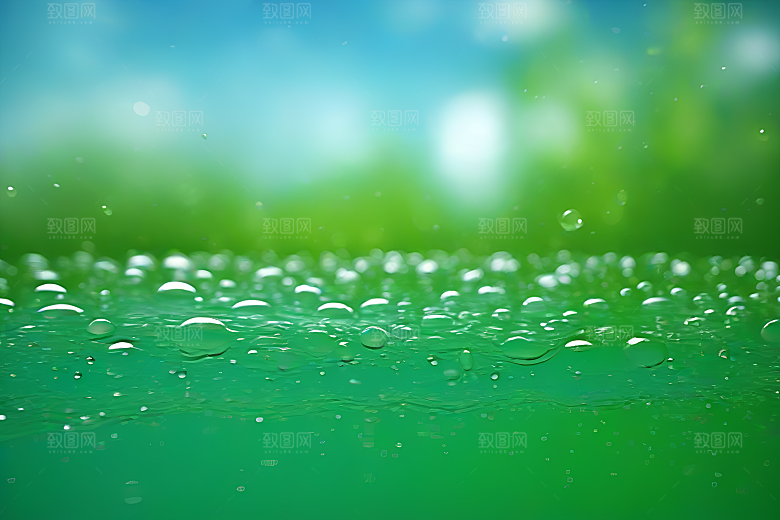 清新水滴照片蓝天绿水数字背景设计图