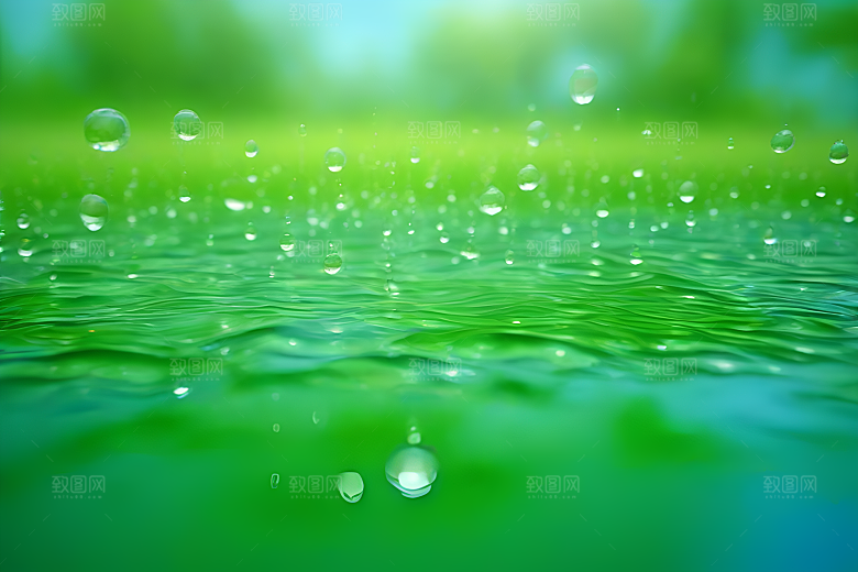 清新水滴照片蓝天绿水数字背景设计图