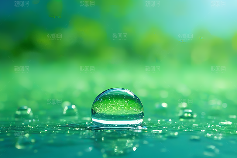 清新水滴照片蓝天绿水数字背景设计图