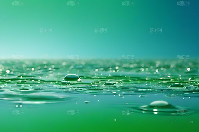 水滴照片绿水蓝天数字背景设计图