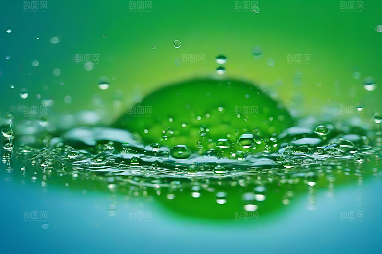 水滴照片绿水蓝天数字背景设计图