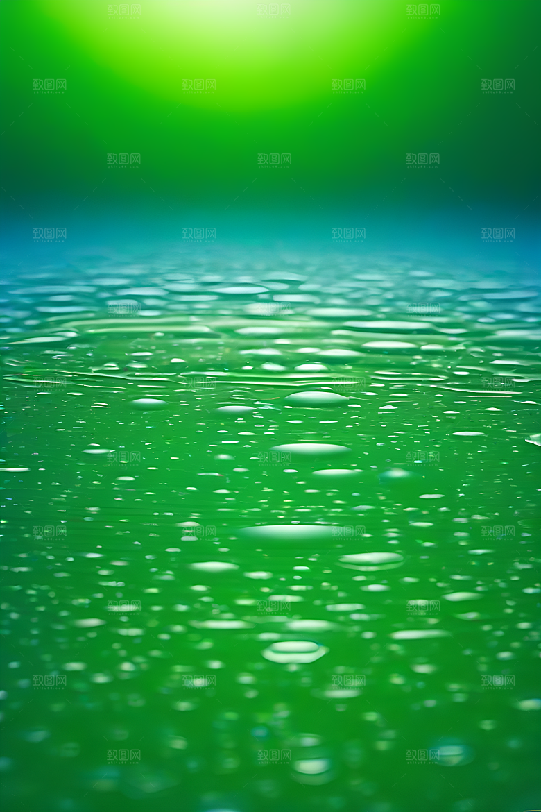 水滴水面照片与蓝天绿水数字背景图